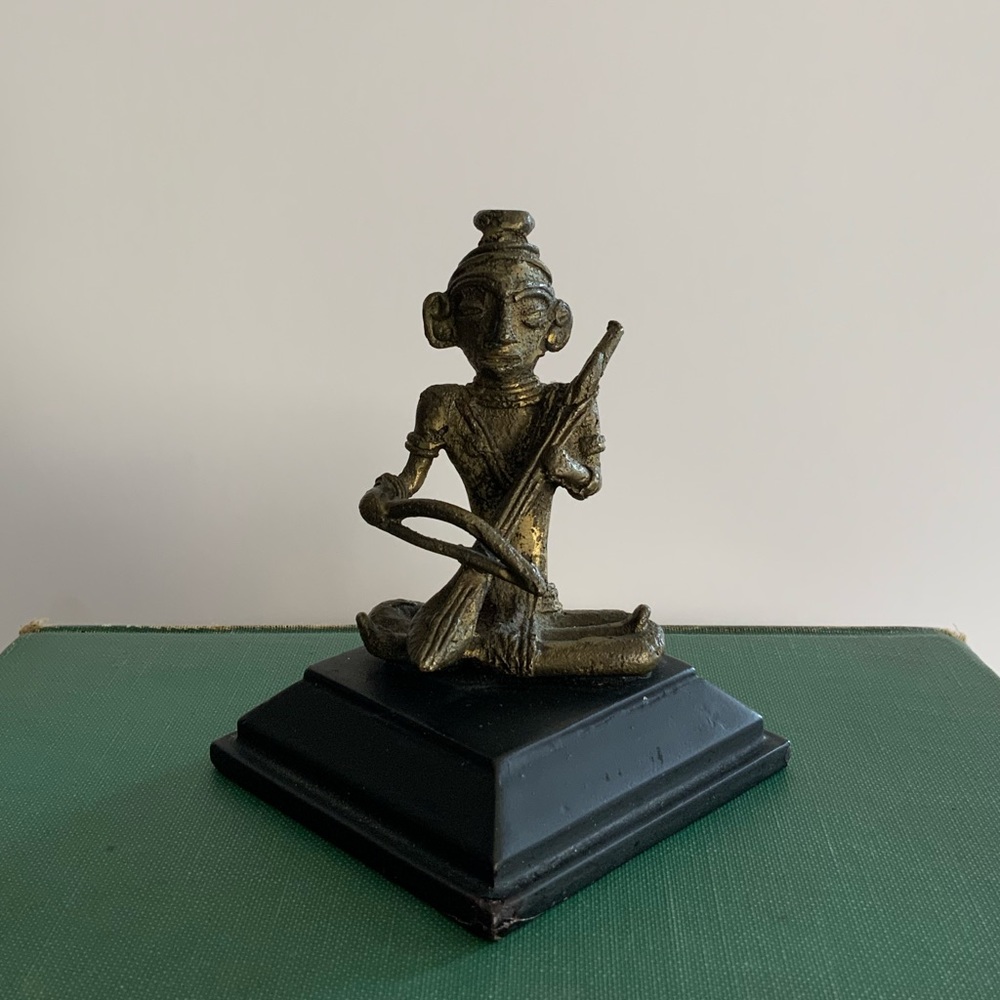 Metal Man Sculpture on Stand